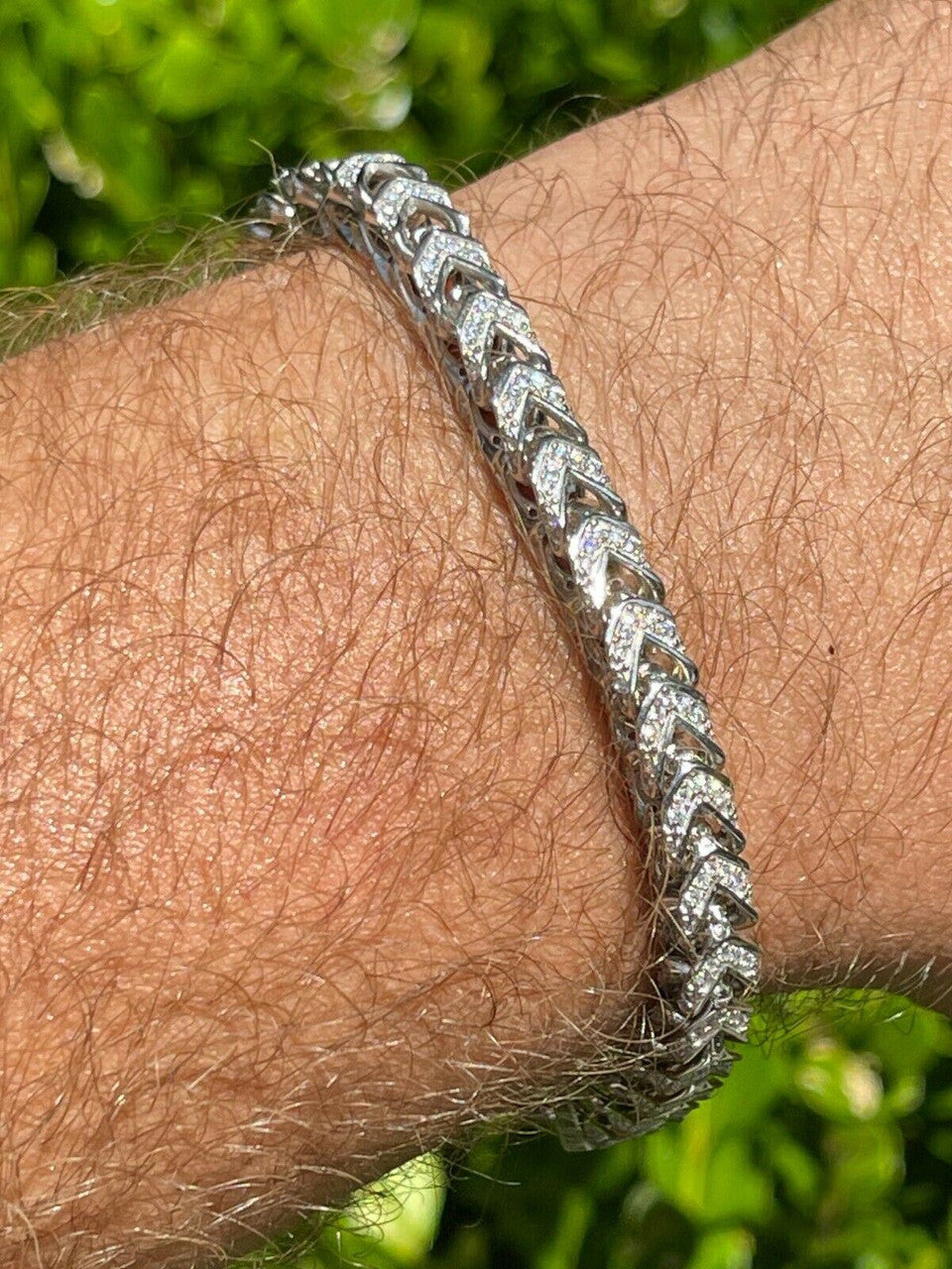 Franco Bracelet Iced Out CZ Stones - 925 Silver - 6mm - 7.5"-8.5"