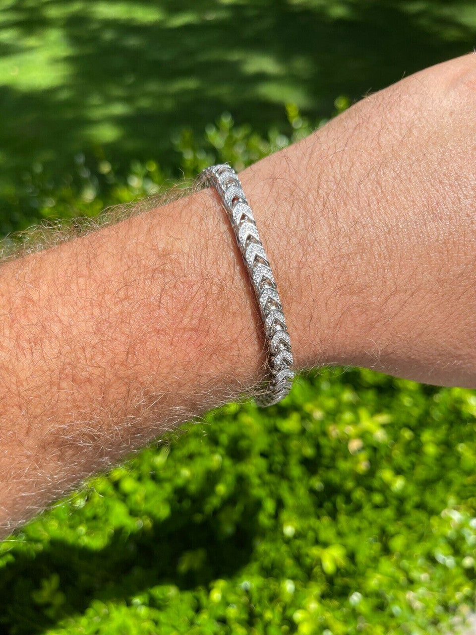 Franco Bracelet Iced Out CZ Stones - 925 Silver - 6mm - 7.5"-8.5"