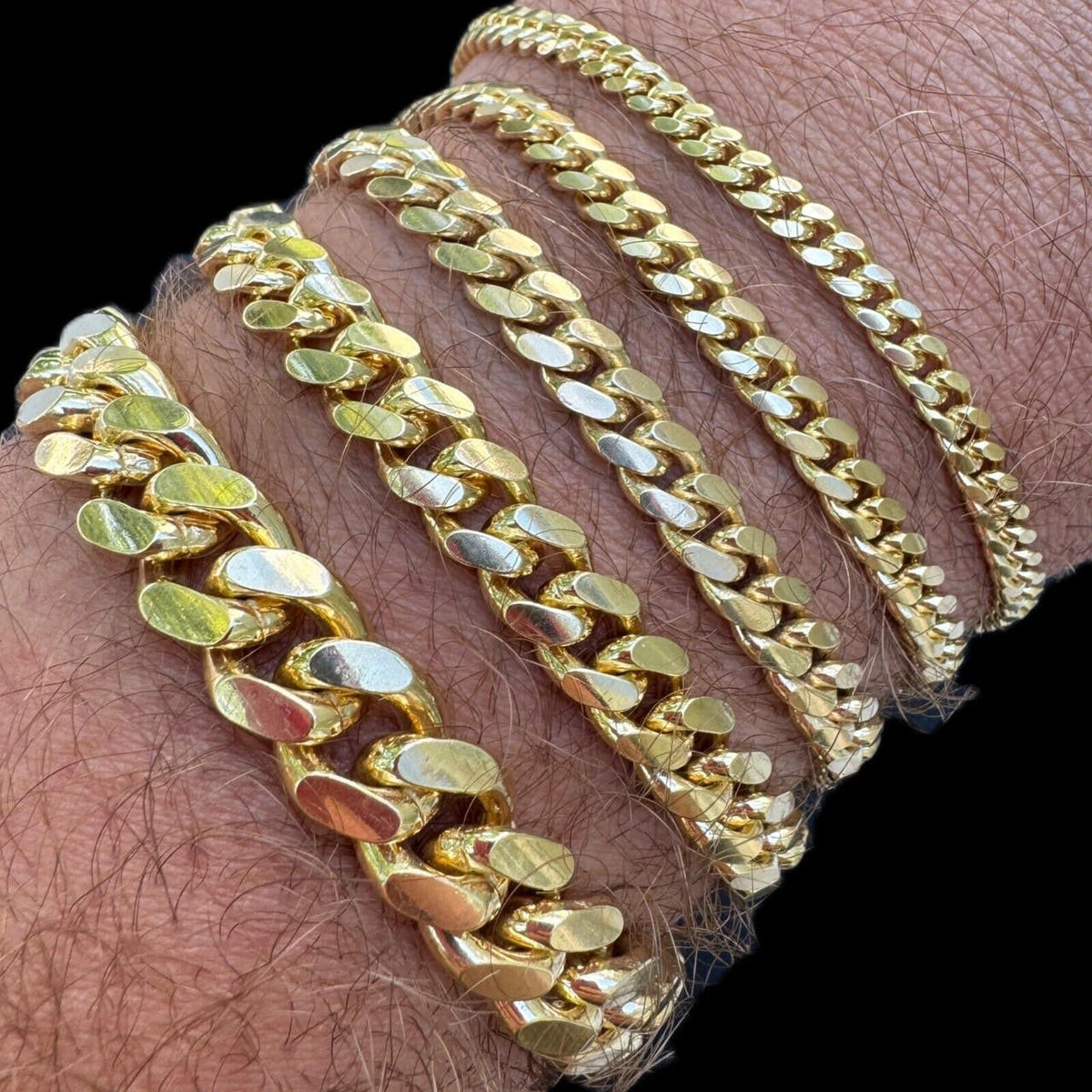 Miami Cuban Link Bracelet Lobster Clasp - 14k Gold Vermeil 925 Sterling Silver - 6"-9" - 4mm-10mm
