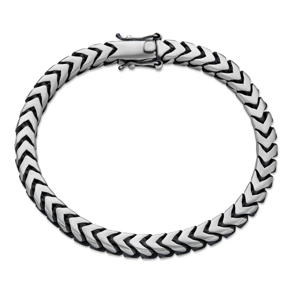 Modern Franco Link Bracelet W. Box Lock - 925 Sterling Silver Oxidized Gunmetal - 7"-9" - 4mm-10mm