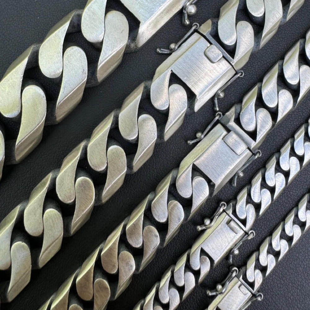 Modern Miami Cuban Link Chain Necklace Or Bracelet - 925 Sterling Silver Oxidized Gunmetal Finish - 7"-28" - 6mm-20mm
