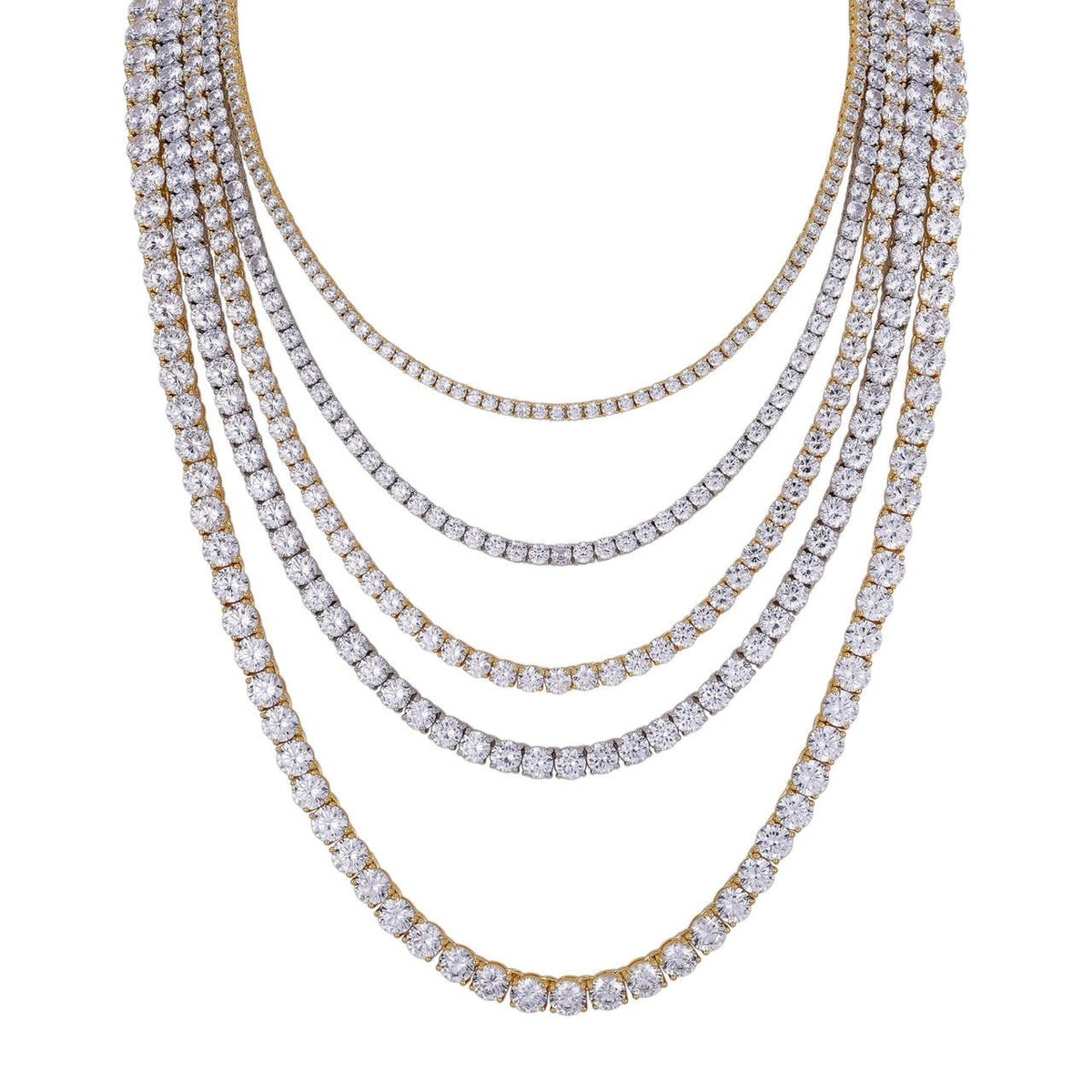 MOISSANITE #1 BESTSELLER Tennis Chain Necklace Iced Out - 14k Gold Vermeil, Rose Gold Vermeil Or 925 Silver - 3mm-7mm - 16"-30"