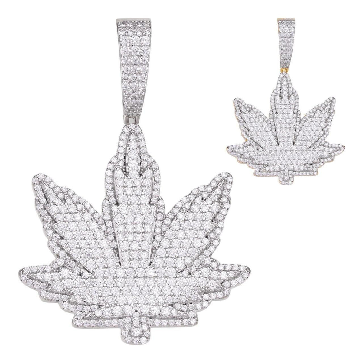 MOISSANITE 420 Love Marijuana Iced Out Pendant - 14k Gold Vermeil Or 925 Silver - Medium 2"
