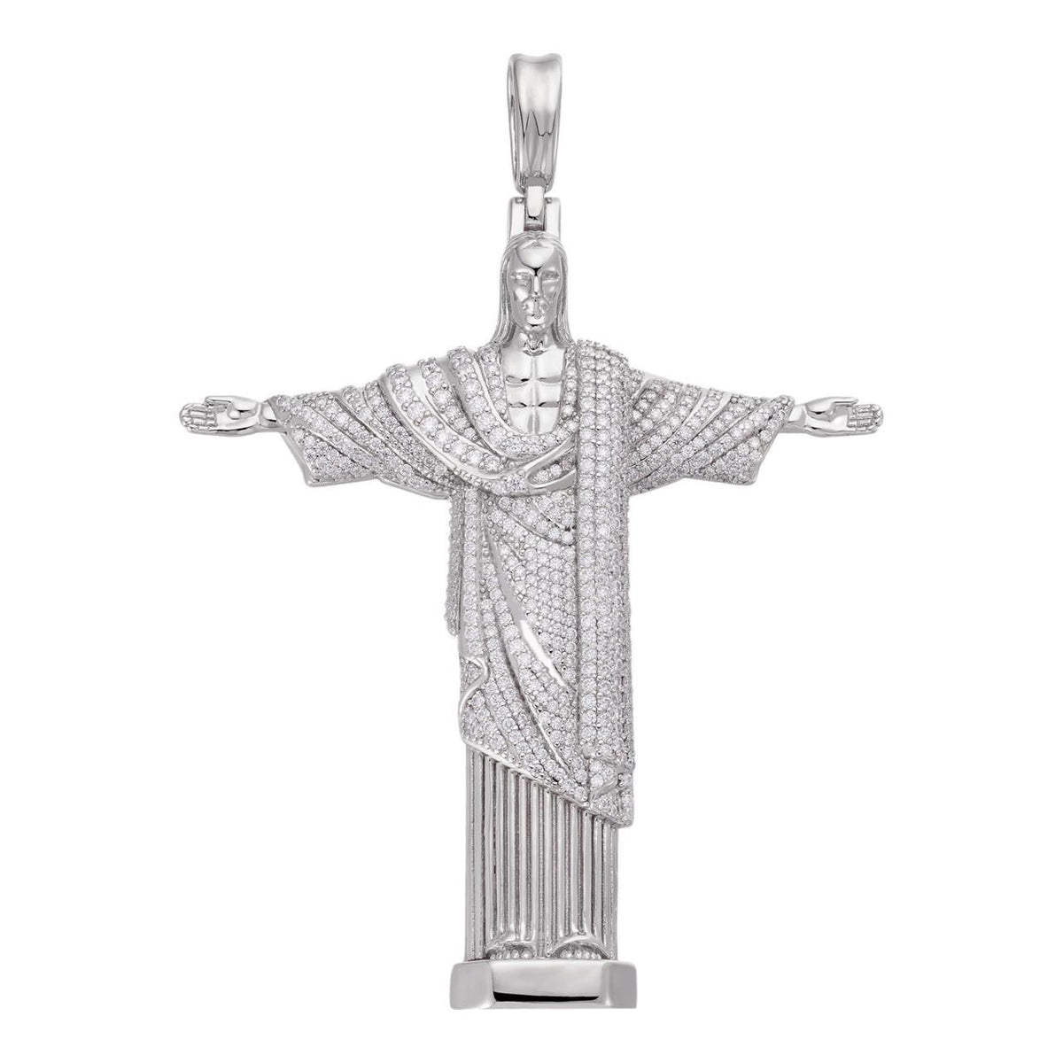 MOISSANITE Christ The Redeemer Pendant - 925 Silver - 3 Sizes 1.25"-3"