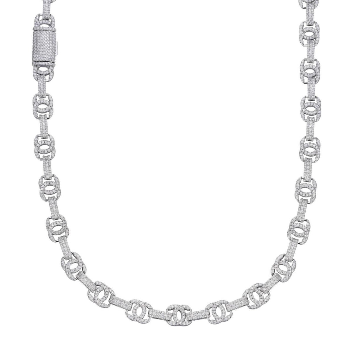 MOISSANITE Double C Custom Link Chain Necklace Iced Out - 925 Silver - 10mm - 16"-28"