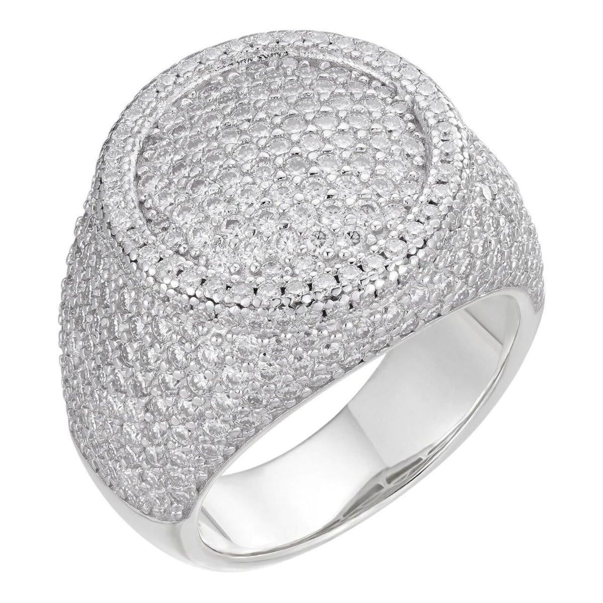 MOISSANITE Ice Giant Round Dome Iced Out Ring - 925 Silver