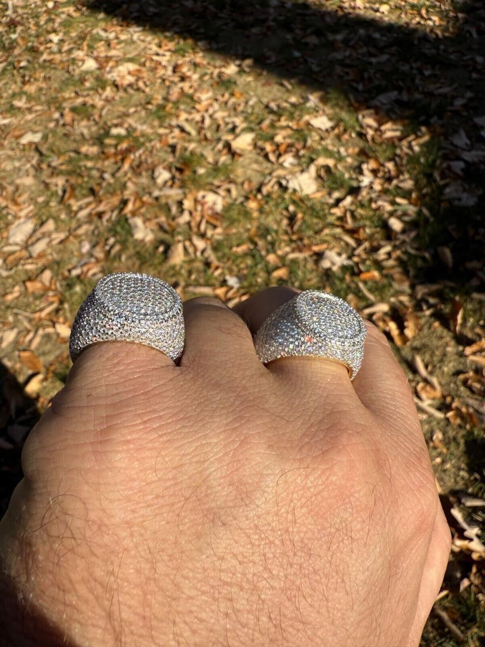 MOISSANITE Ice Giant Round Dome Iced Out Ring - 925 Silver