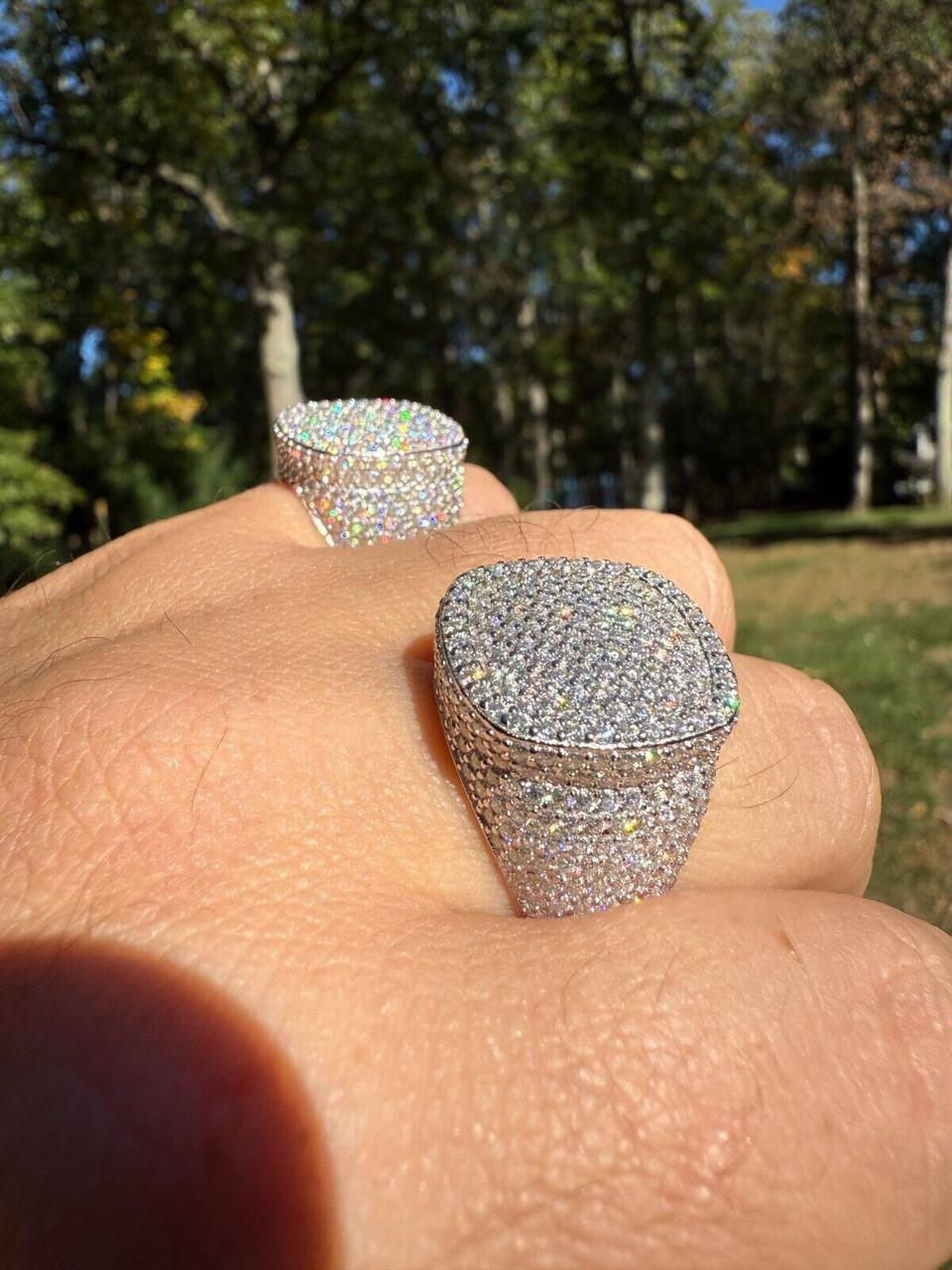MOISSANITE Ice Giant Square Dome Iced Out Ring - 925 Silver