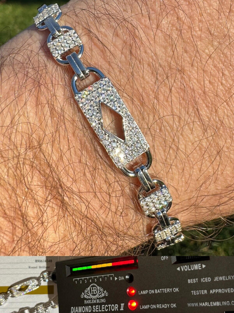MOISSANITE Valentino Mariner Bracelet Iced Out - 925 Silver - 10mm - 7-8.5"