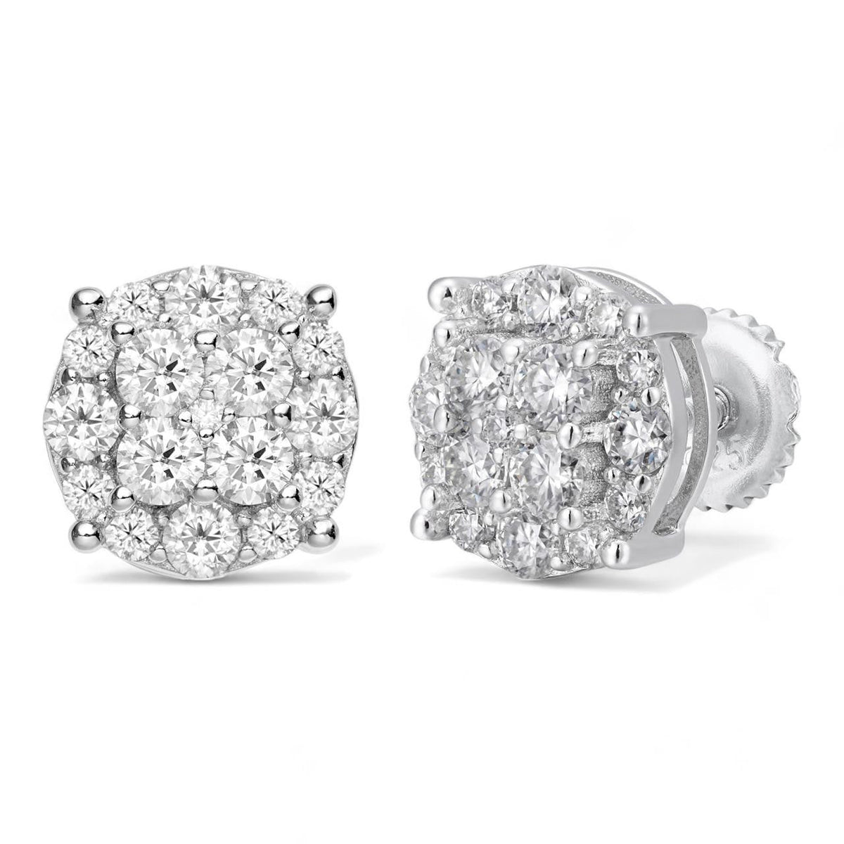 MOISSANITE Iced Out Culture Earrings - 925 Silver - 9mm