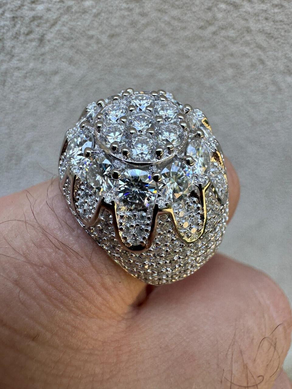 MOISSANITE The Dapper Don Large Stone Iced Out Ring - 925 Silver