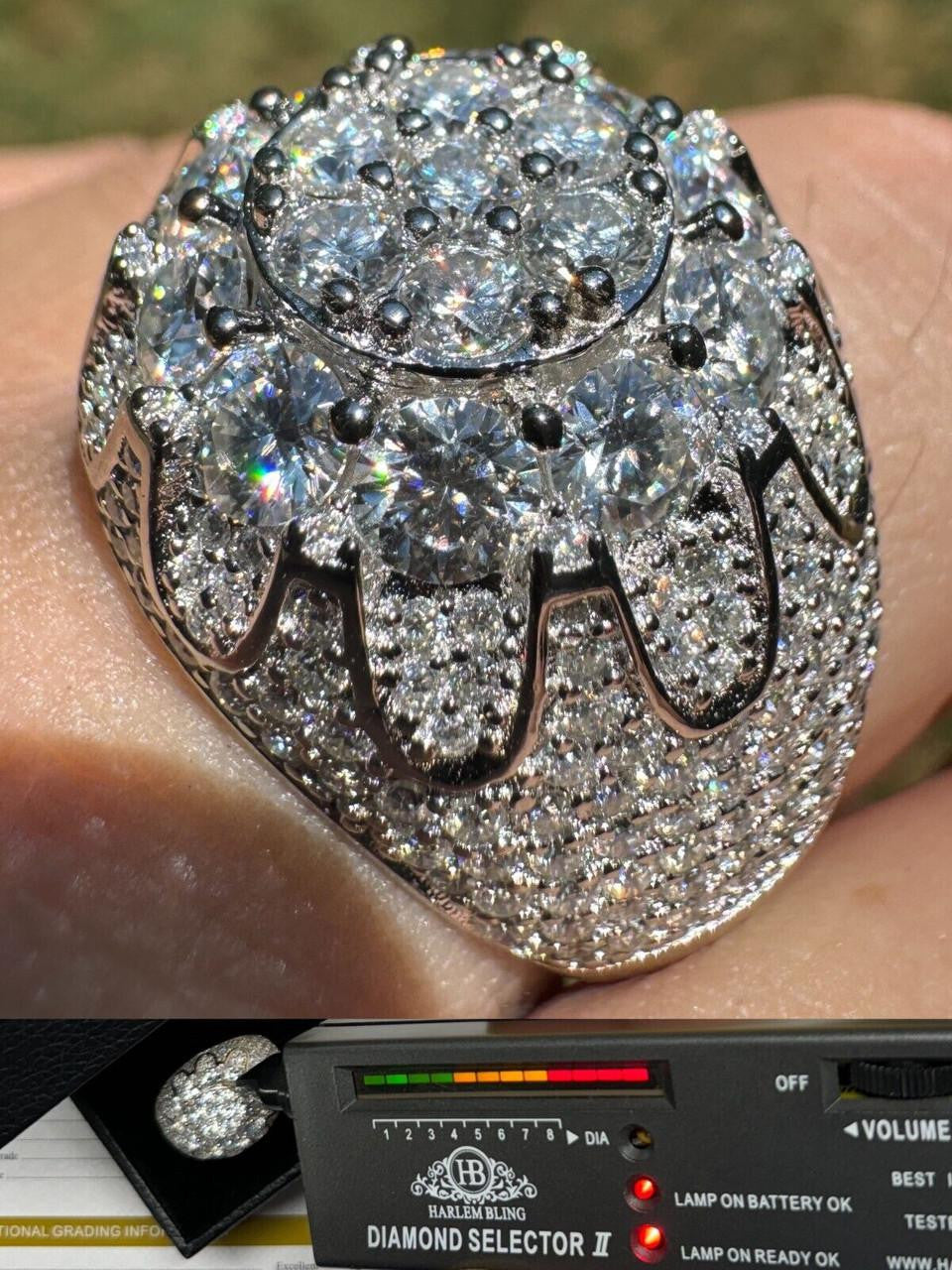 MOISSANITE The Dapper Don Large Stone Iced Out Ring - 925 Silver