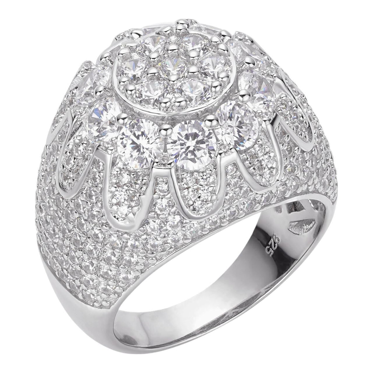 MOISSANITE The Dapper Don Large Stone Iced Out Ring - 925 Silver