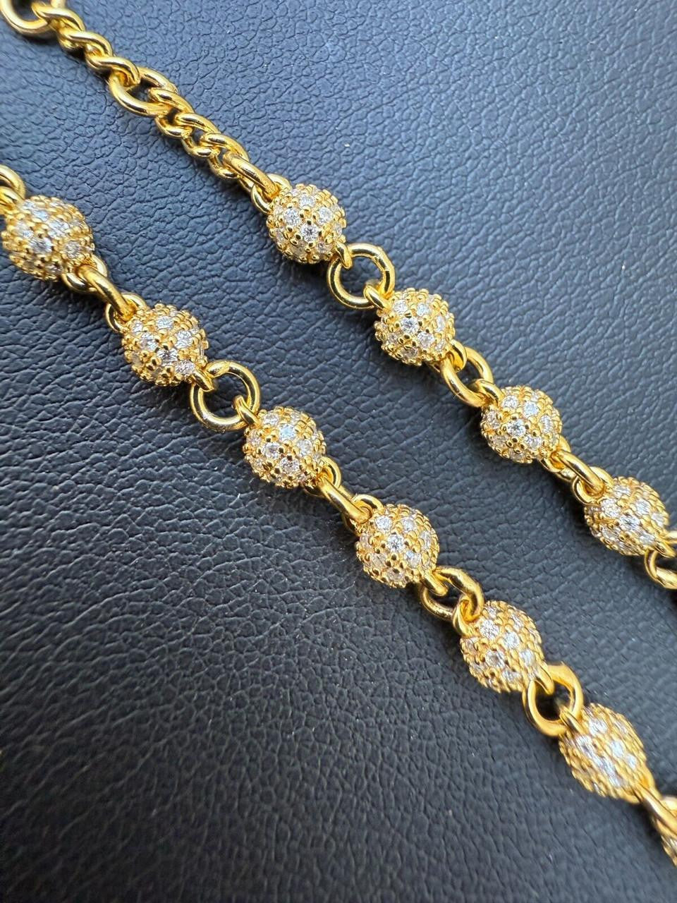 MOISSANITE The Vatican Fully Iced Out Rosary Beads Necklace - 14k Gold Vermeil 925 Silver - 4mm - 30"