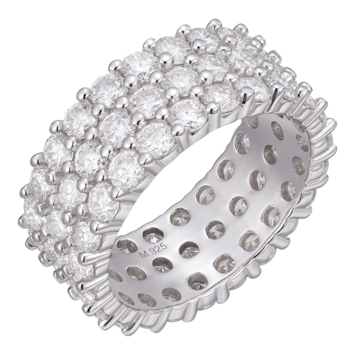 Moissanite Three Paths Iced Out Eternity Band Ring - 925 Silver