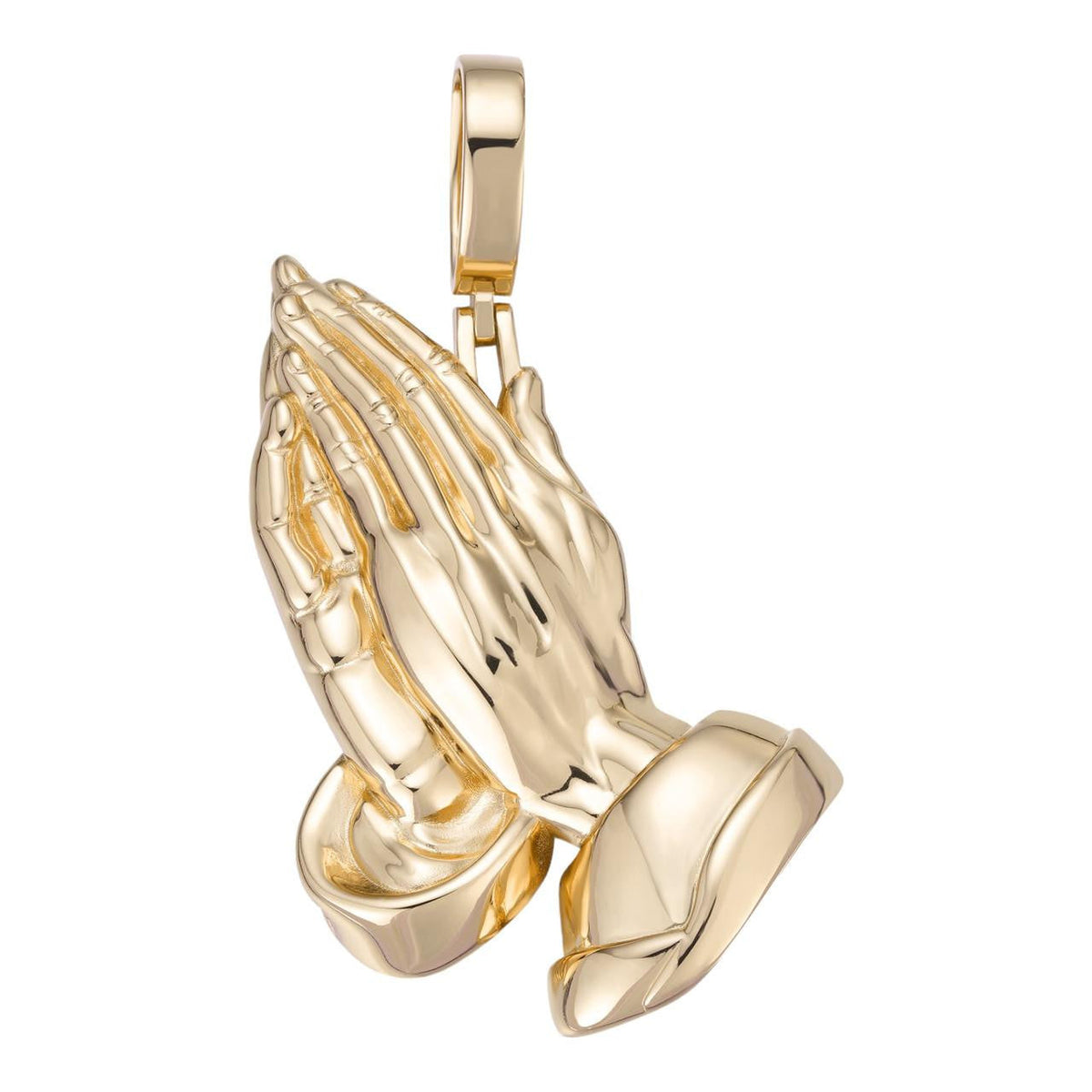 Praying Folded Hands Religious Pendant - 14k Gold Vermeil 925 Silver - 3 Sizes 1.25"-2.75"