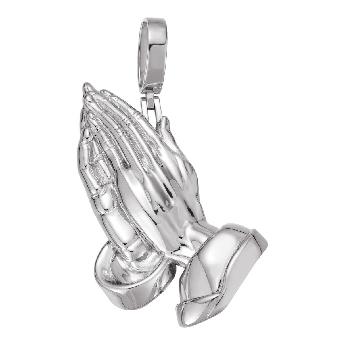Praying Folded Hands Religious Pendant - 925 Silver - 3 Sizes 1.25"-2.75"