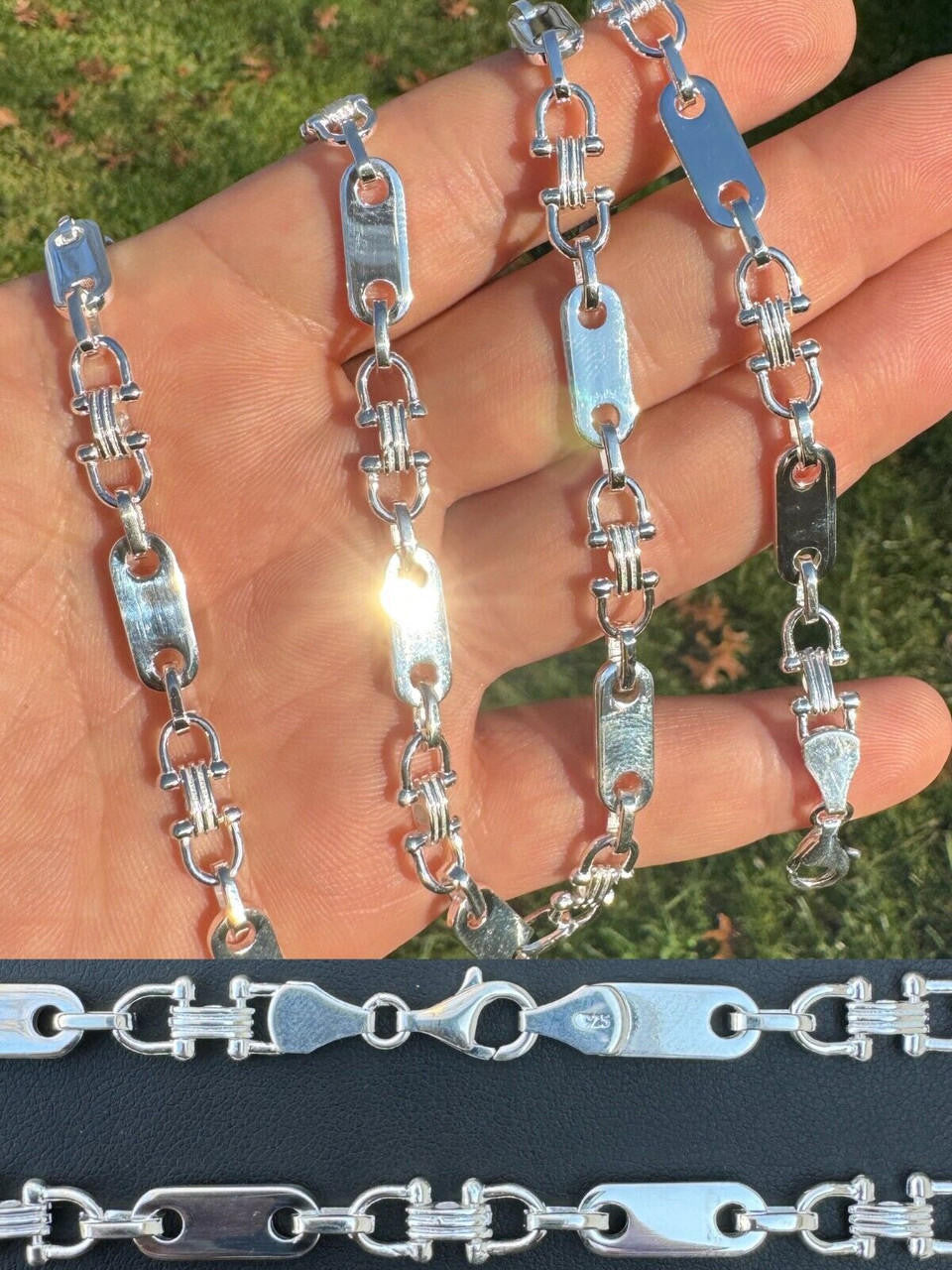 Custom Ferragamo Mariner Link Chain Necklace - 925 Sterling Silver - 18"-28" - 7.5mm