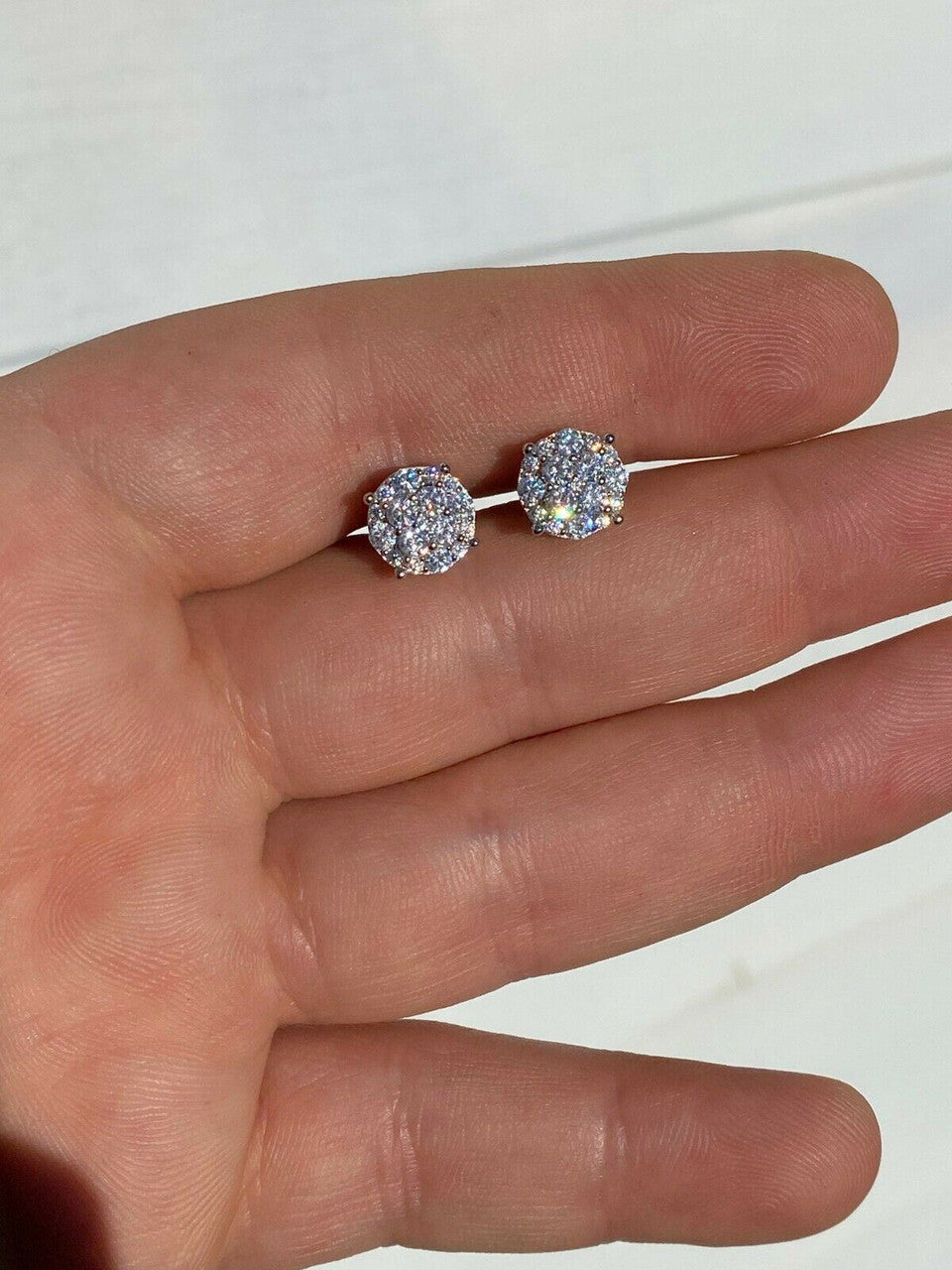 MOISSANITE Iced Out Culture Earrings - 925 Silver - 9mm