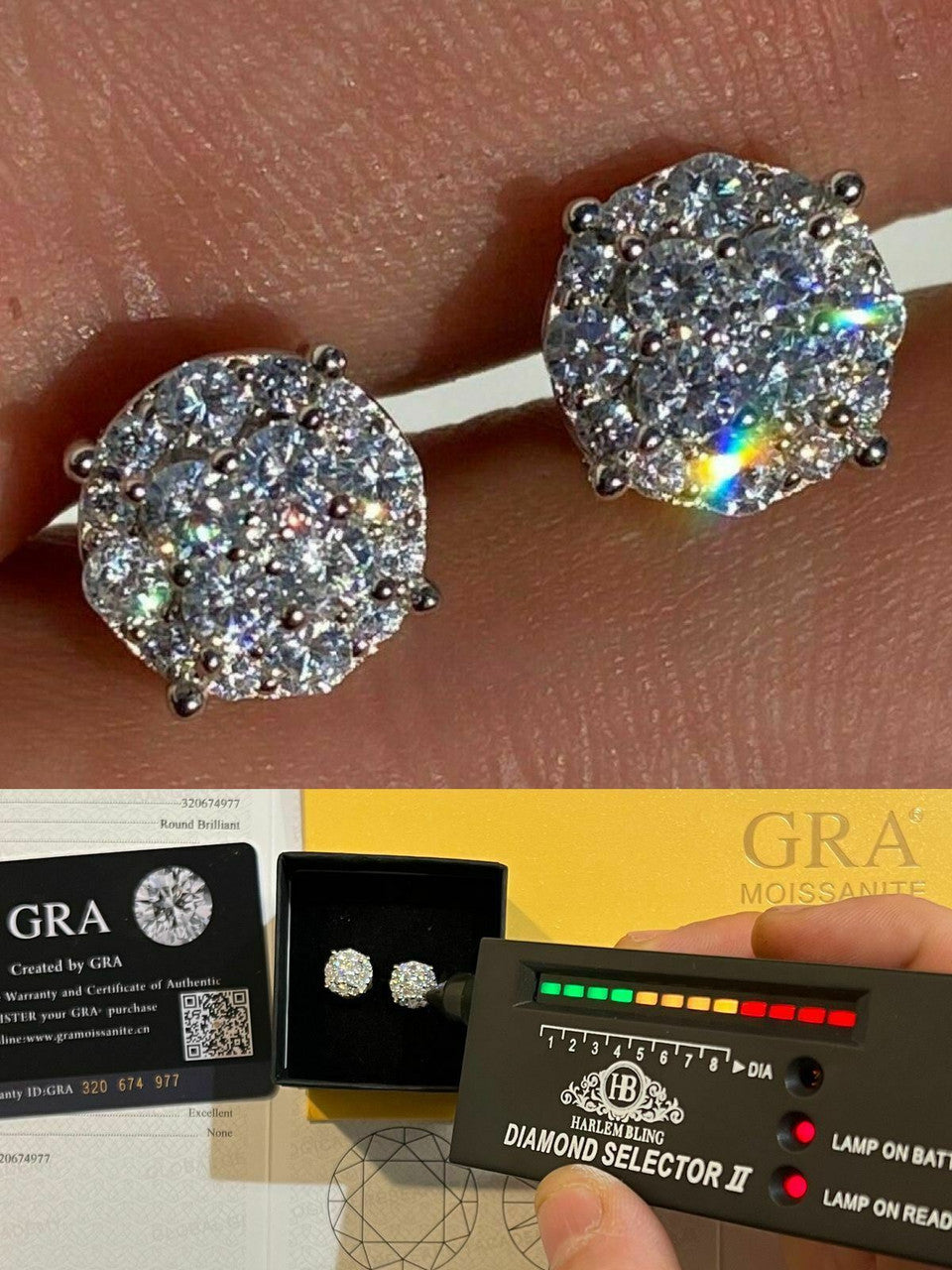 MOISSANITE Iced Out Culture Earrings - 925 Silver - 9mm