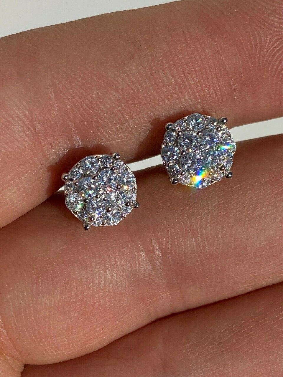 MOISSANITE Iced Out Culture Earrings - 925 Silver - 9mm