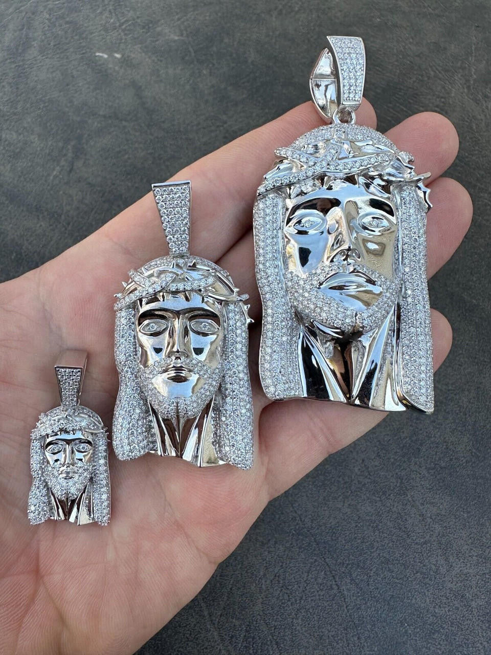Real VVS Diamond 925 Silver Jesus Piece Pendant - Iced Hip Hop Necklace - 3 Size