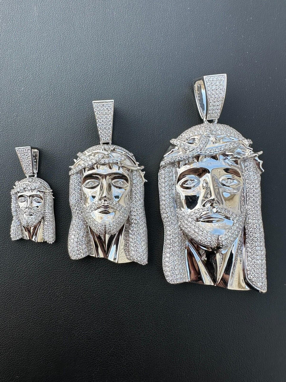 Real VVS Diamond 925 Silver Jesus Piece Pendant - Iced Hip Hop Necklace - 3 Size