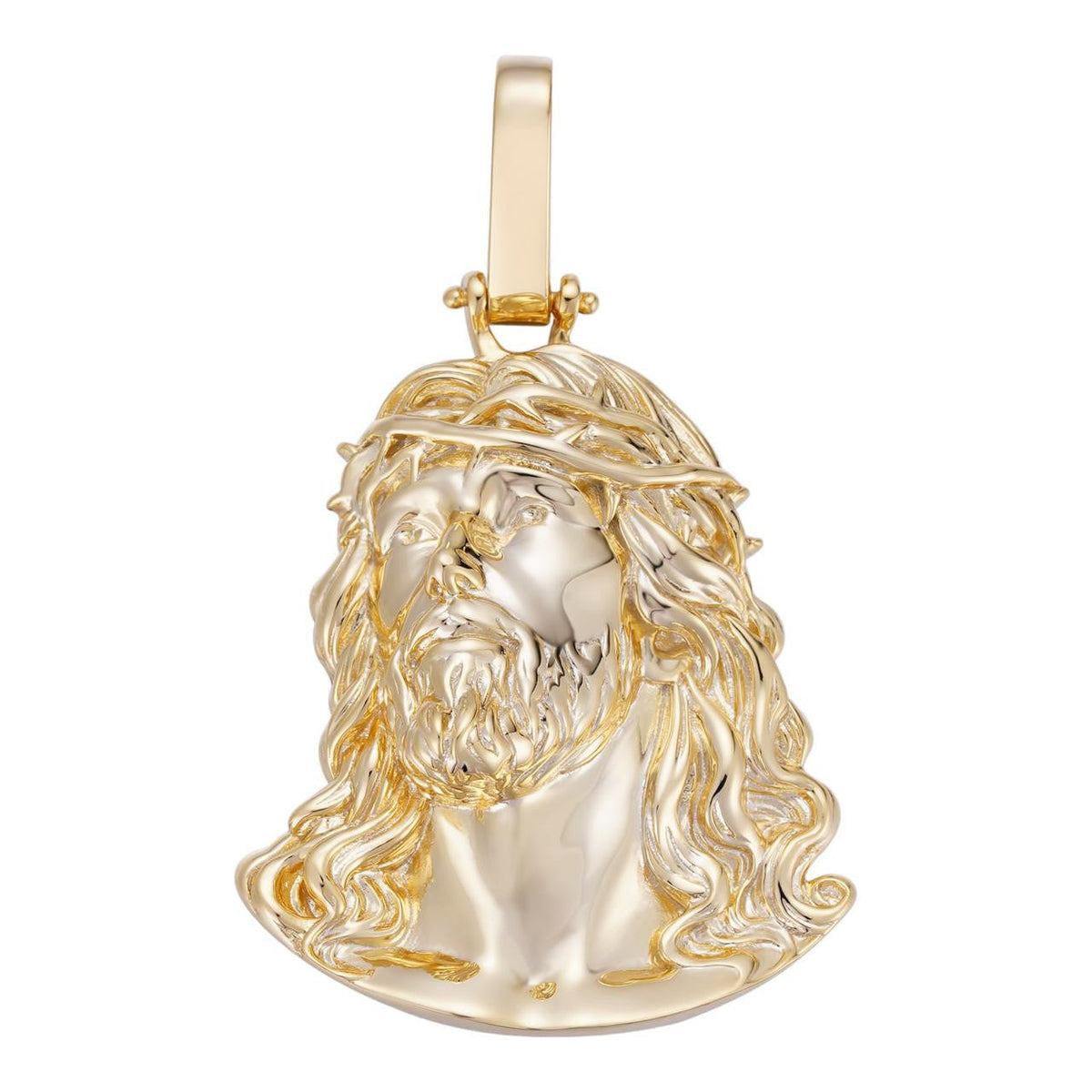 Sacred Jesus Plain Pendant - 14k Gold Vermeil 925 Silver - 3 Sizes 1.5"-3"