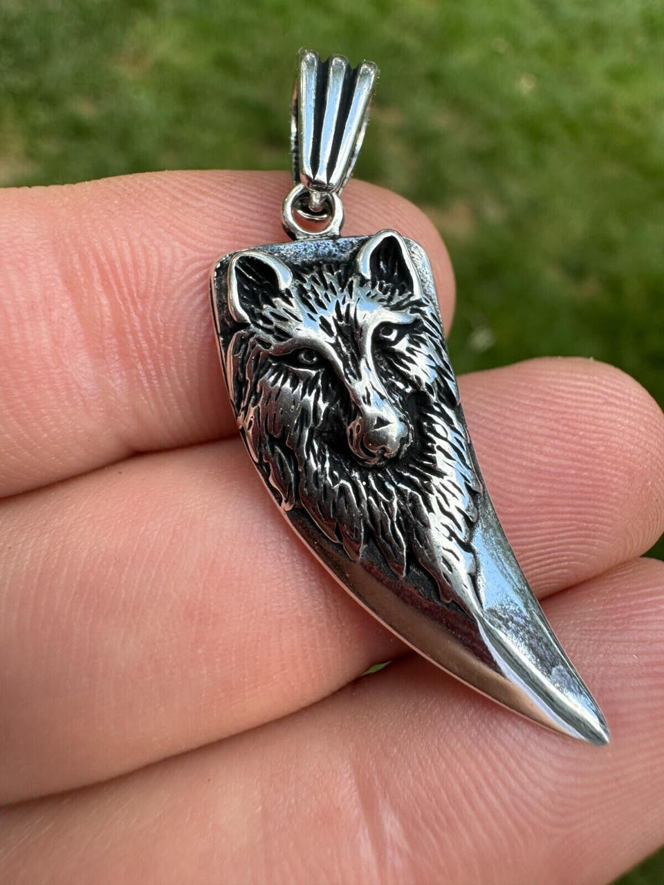 Wolf Fang Tooth Viking Pendant - 14k Yellow Gold Vermeil Or Oxidized 925 Silver - Small 1.5"