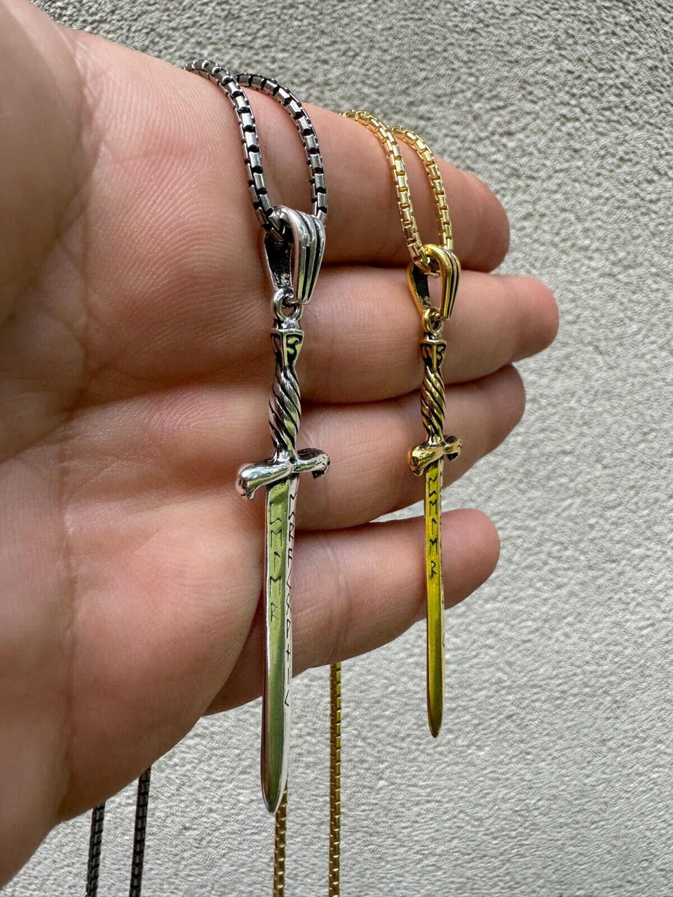Roman Gladiator Ancient Sword Dagger Pendant - 14k Gold Vermeil Or Oxidized 925 Silver - Large 3"