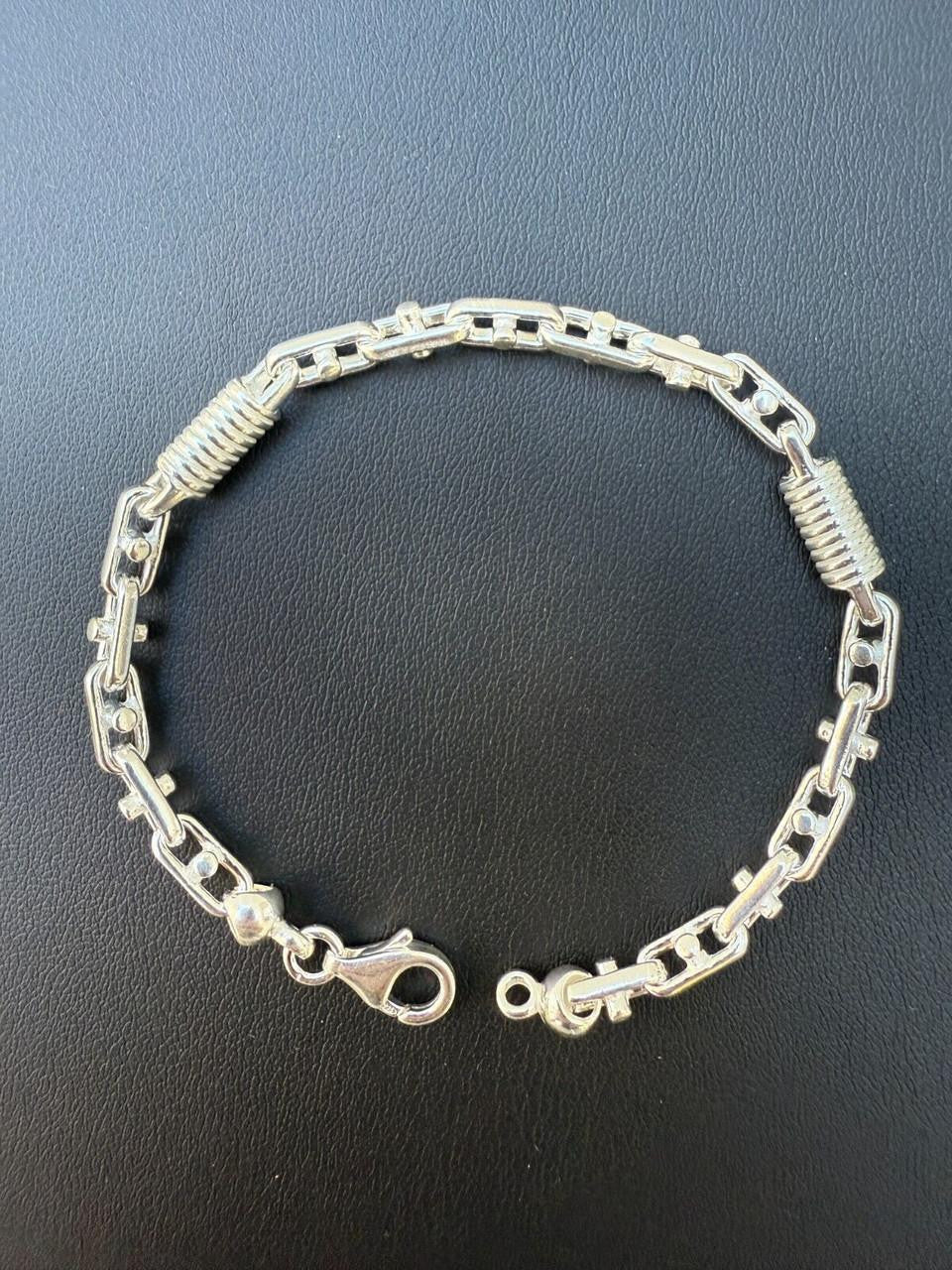 Spring Barrel Rolo Link Bracelet - 925 Sterling Silver - 7"-9" - 5mm