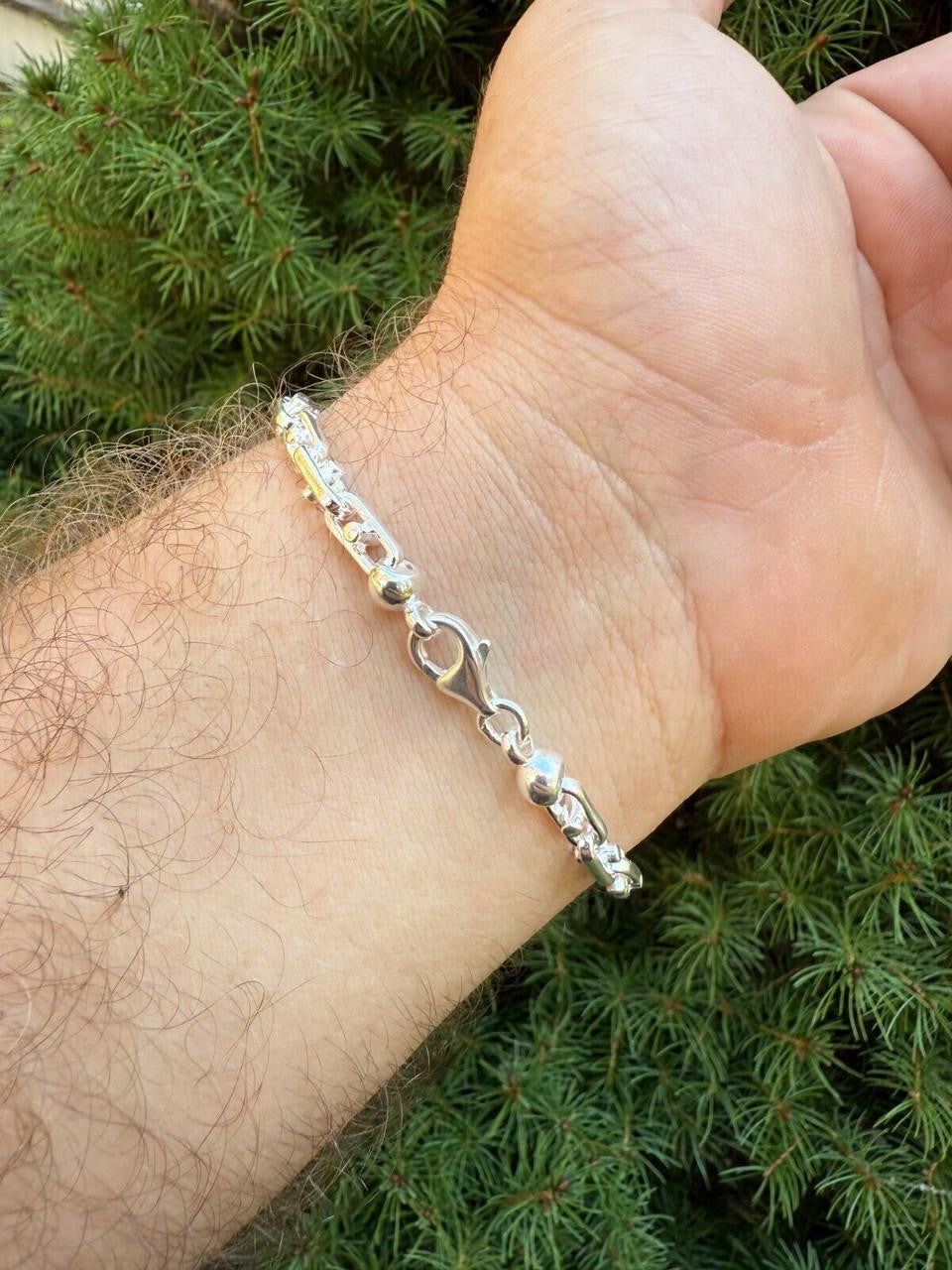 Spring Barrel Rolo Link Bracelet - 925 Sterling Silver - 7"-9" - 5mm