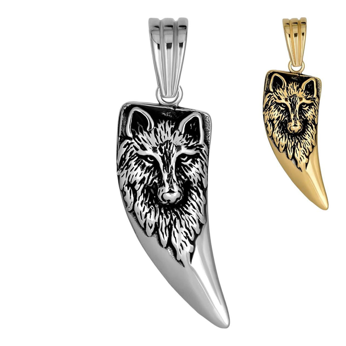 Wolf Fang Tooth Viking Pendant - 14k Yellow Gold Vermeil Or Oxidized 925 Silver - Small 1.5"