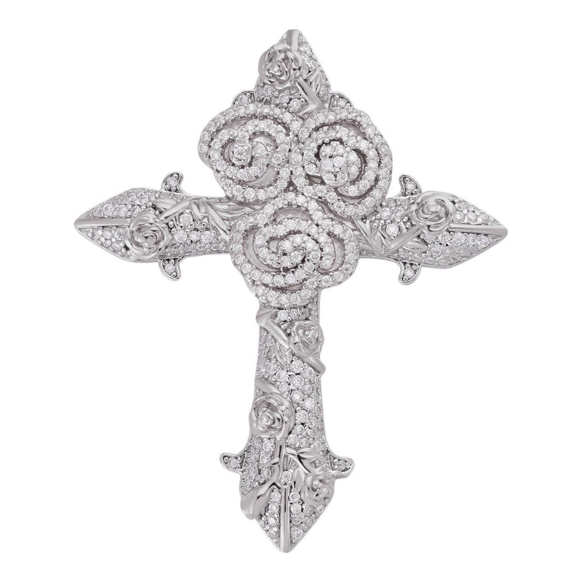 MOISSANITE Crown of Thorns Cross Pendant - 925 Silver  - 3 Sizes 1.5"-2.5"