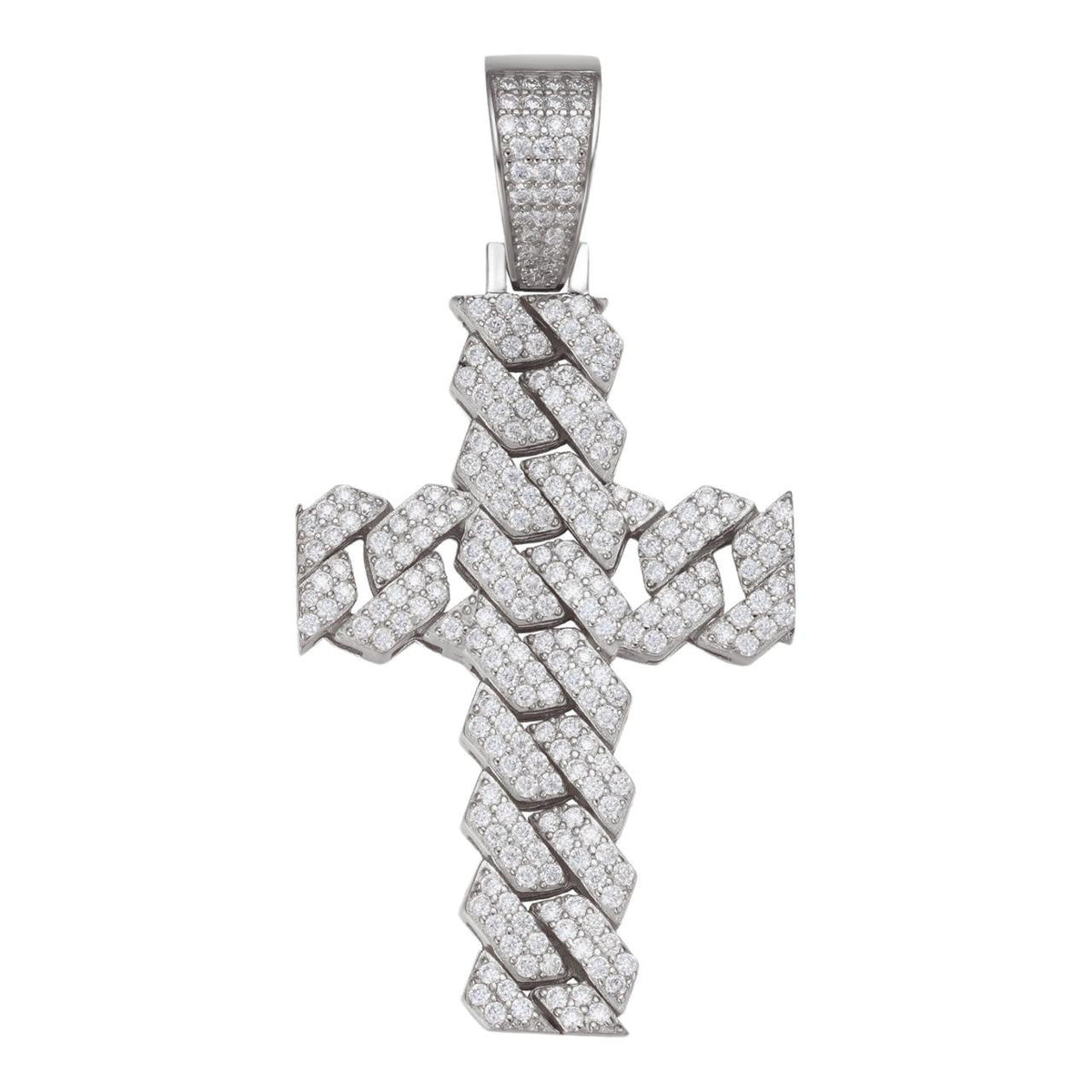 MOISSANITE Miami Cuban Prong Set Iced Out Cross Pendant - 925 Silver - 3 Sizes 1.25"-3.25"
