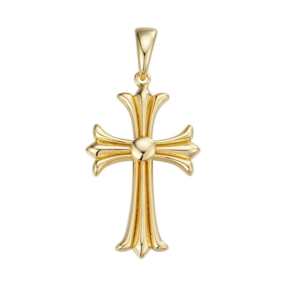 Hearts Chrome Cross Pendant - 14k Gold Vermeil 925 Silver - 3 Sizes 1"-2.5"