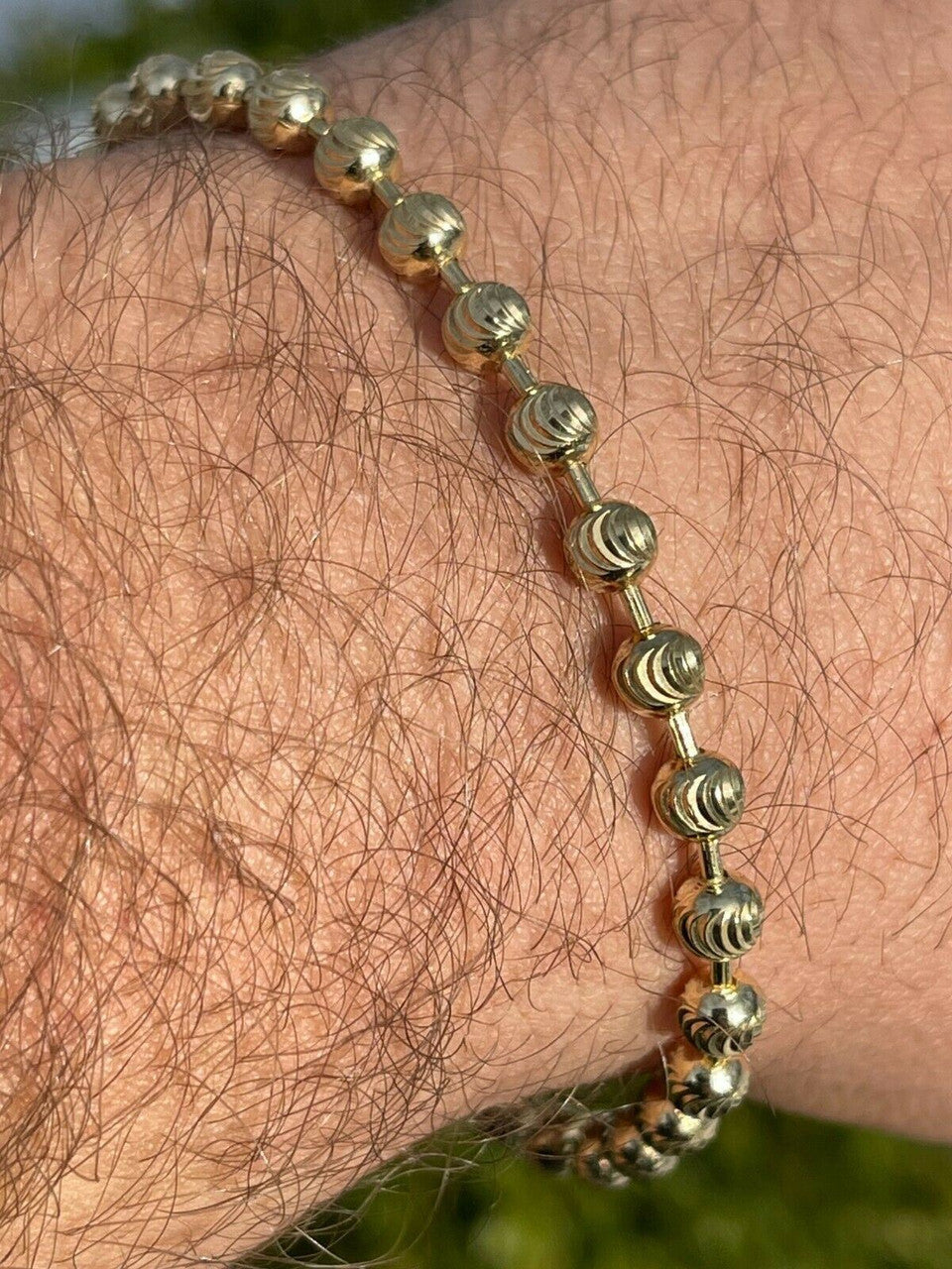 Ball Bead Moon Cut Bracelet - 14k Gold Vermeil 925 Sterling Silver - 8" - 5mm