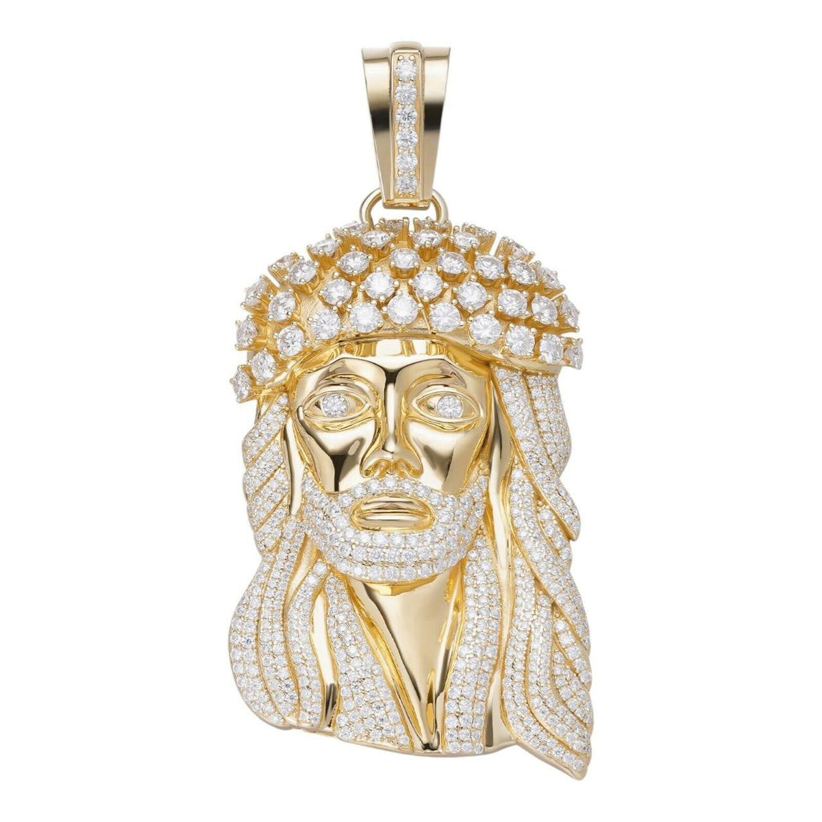 MOISSANITE Tito Biggie Smalls Kufi Jesus Piece Pendant - 14k Gold Vermeil 925 Silver - 3 Sizes 1"-2.5"