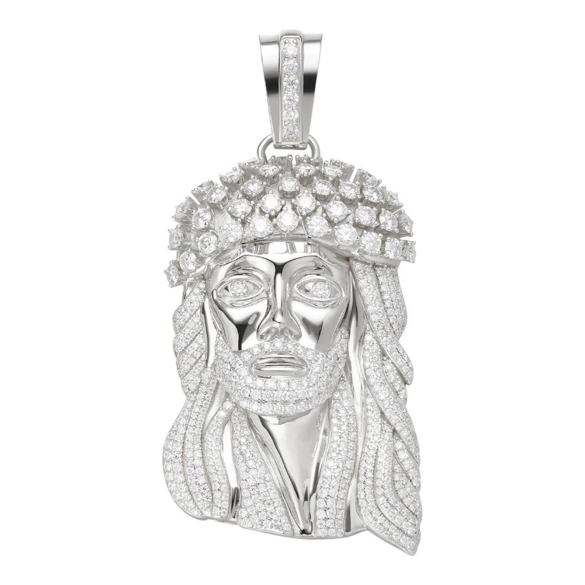 MOISSANITE Tito Biggie Smalls Kufi Jesus Piece Pendant - 925 Silver - 3 Sizes 1"-2.5"