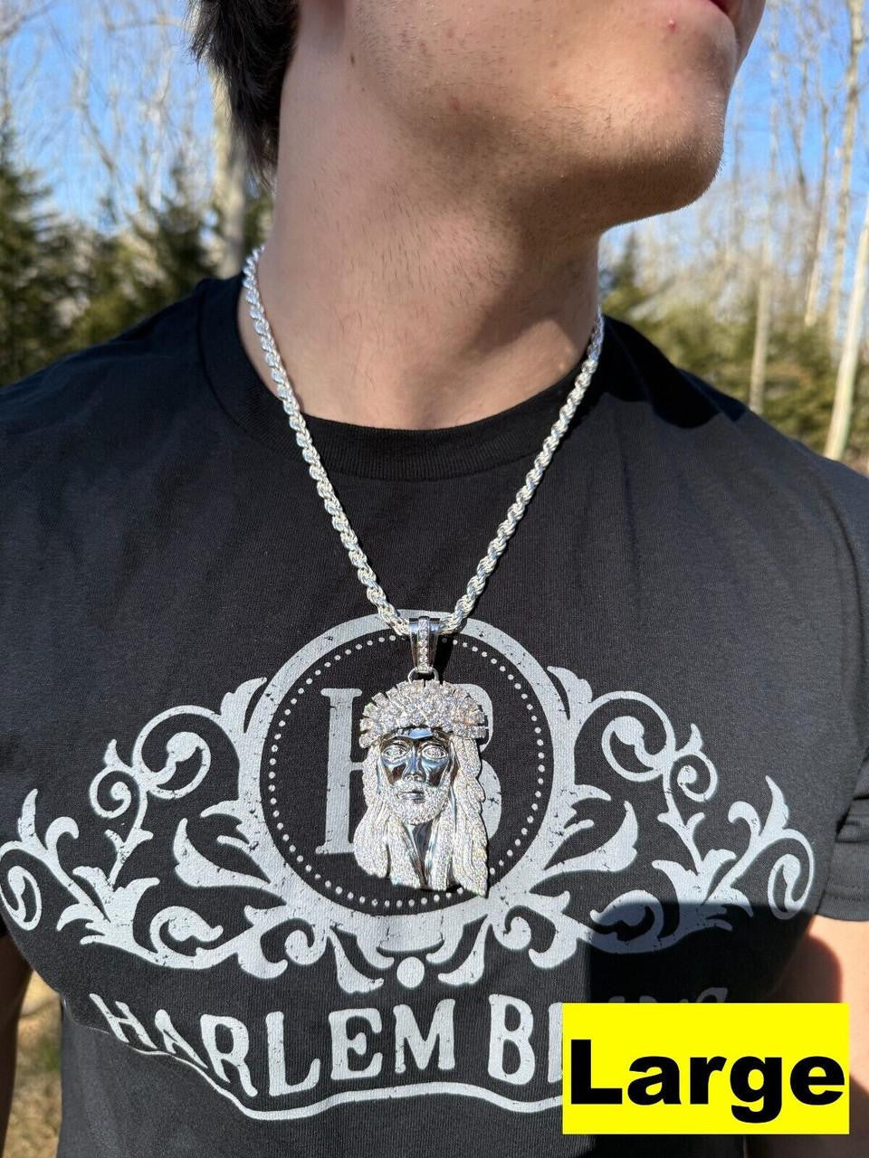 MOISSANITE Tito Biggie Smalls Kufi Jesus Piece Pendant - 925 Silver - 3 Sizes 1"-2.5"