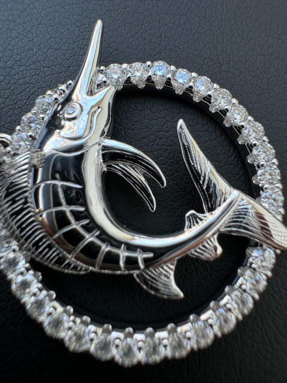 MOISSANITE Swordfish Marlin Iced Out Pendant - 14k Gold Vermeil Or 925 Silver - Small 1.25"