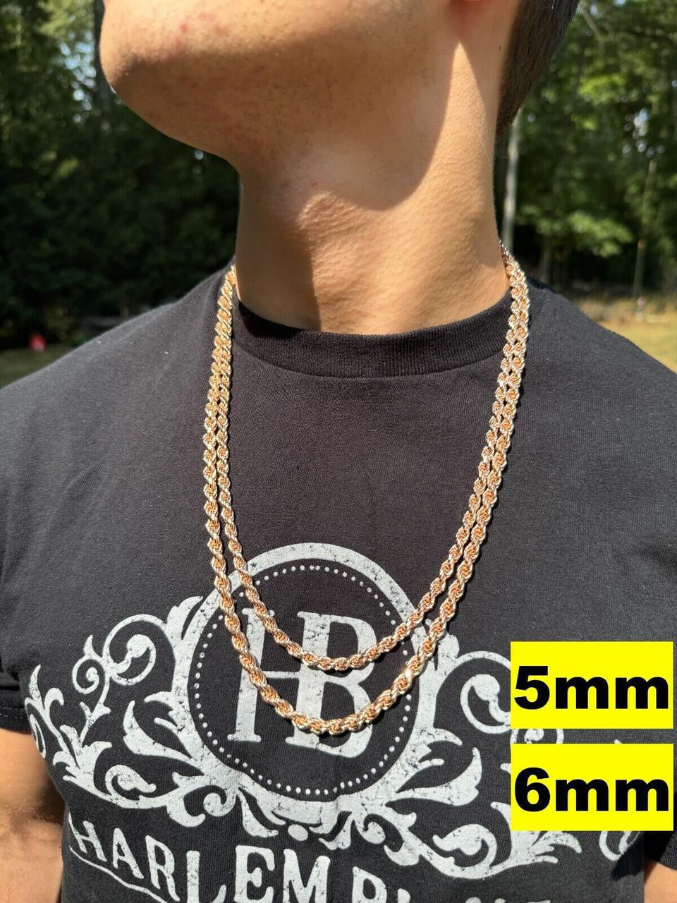 Rope Chain Necklace - 14k Rose Gold Vermeil 925 Sterling Silver - 16"-30" - 1.5mm-6mm