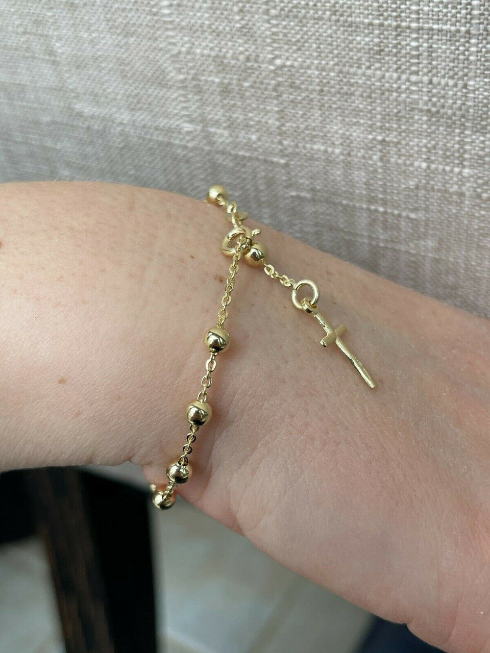 Rosary Bracelet - 14k Gold Vermeil 925 Silver - 4mm - 7.5"