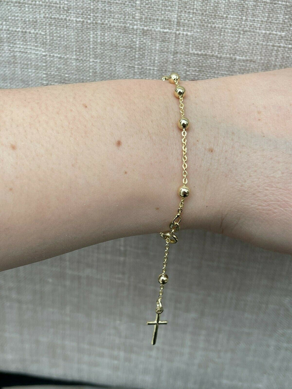 Rosary Bracelet - 14k Gold Vermeil 925 Silver - 4mm - 7.5"