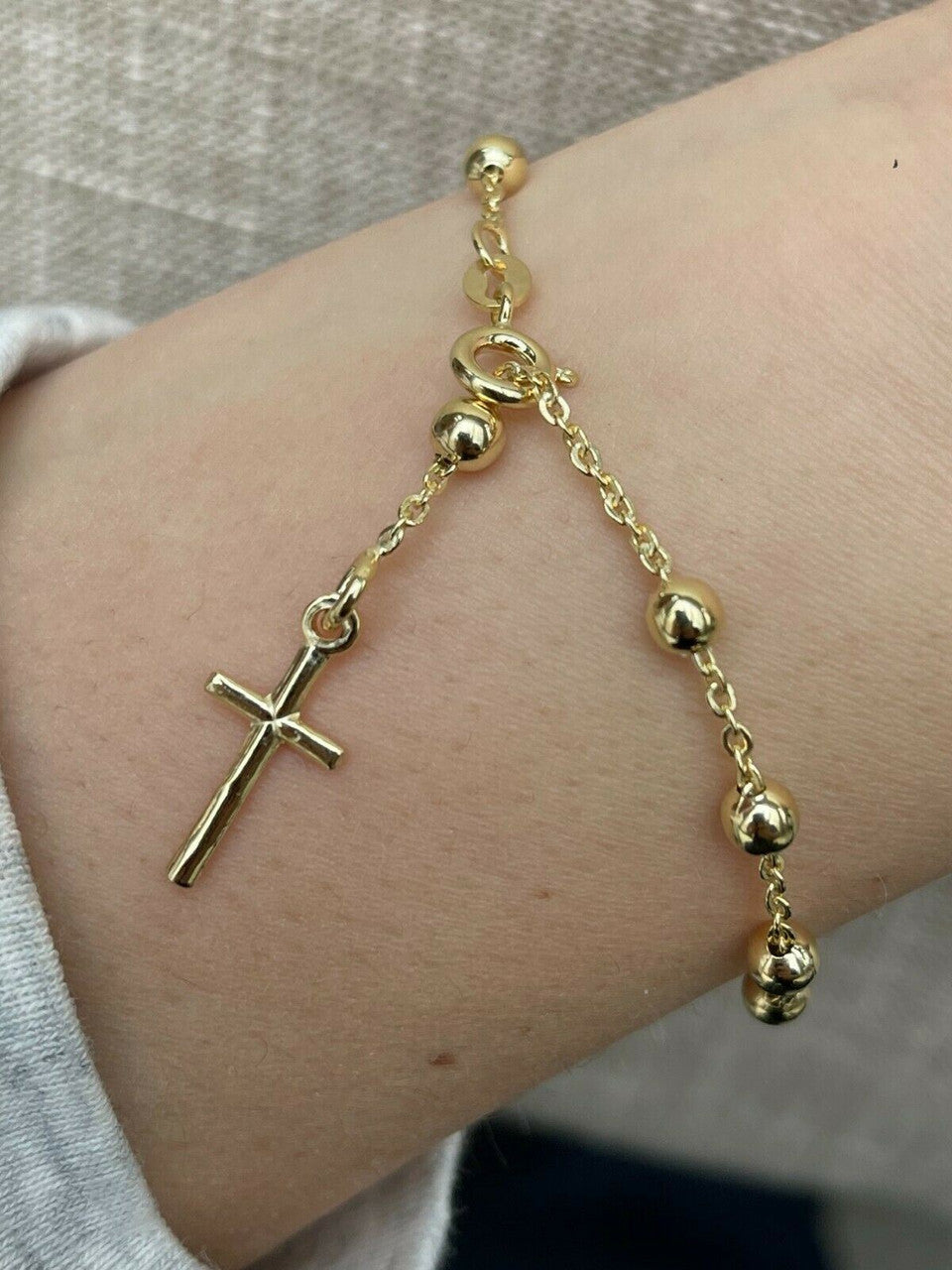 Rosary Bracelet - 14k Gold Vermeil 925 Silver - 4mm - 7.5"