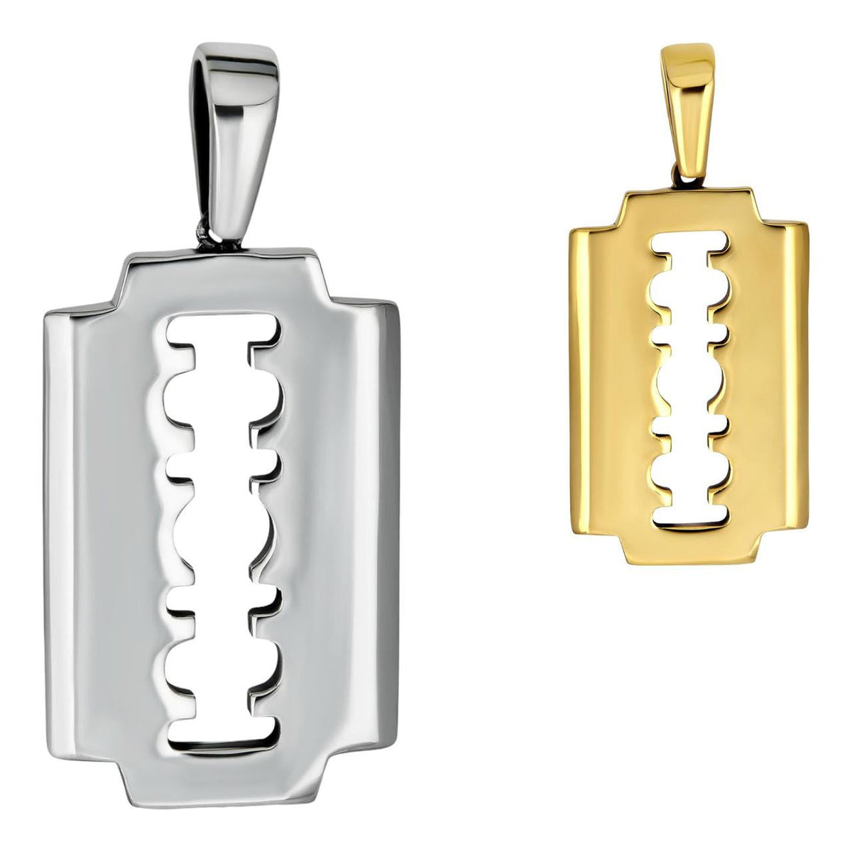 Razor Blade Emo Pendant - 14k Gold Vermeil Or 925 Silver - Medium 2"