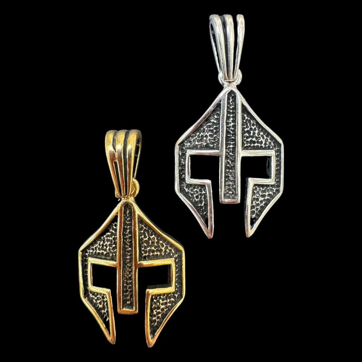 Spartan Gladiator Helmet Pendant - 14k Gold Vermeil Or Oxidized 925 Silver - Small 1.5"
