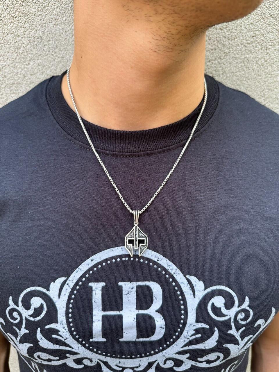 Spartan Gladiator Helmet Pendant - 14k Gold Vermeil Or Oxidized 925 Silver - Small 1.5"